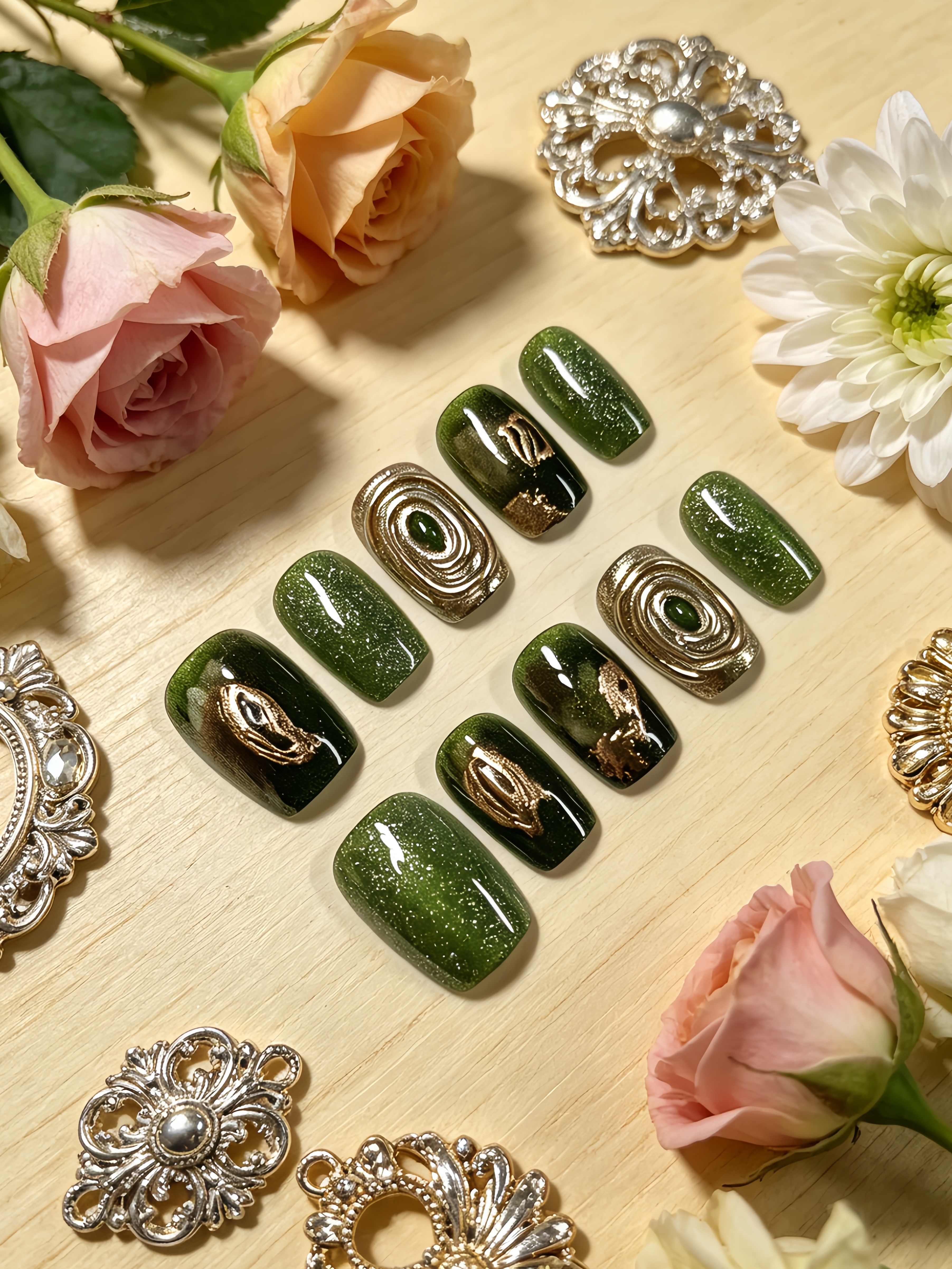 Luxury Lifestyle - 10-Piece Short Square-Round Nails, Black and